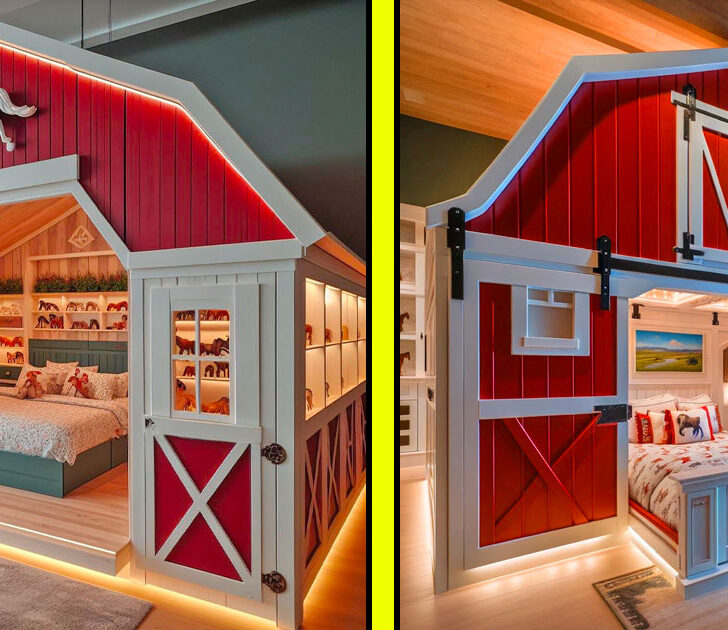 These Giant Barn Shaped Kids Beds Have Stables For Their Toy Horses
