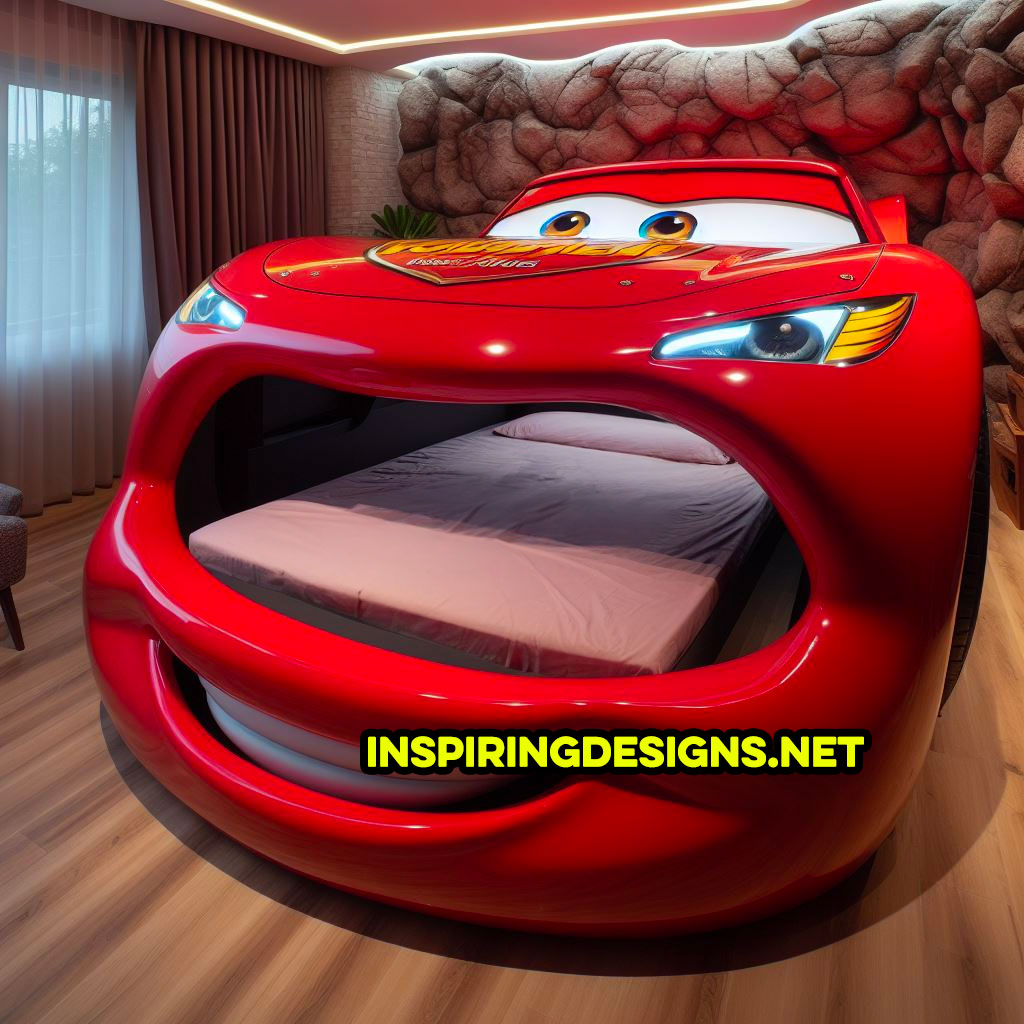 Giant Disney and Pixar Character Kids Beds - Giant Lighting McQueen shaped kids bed