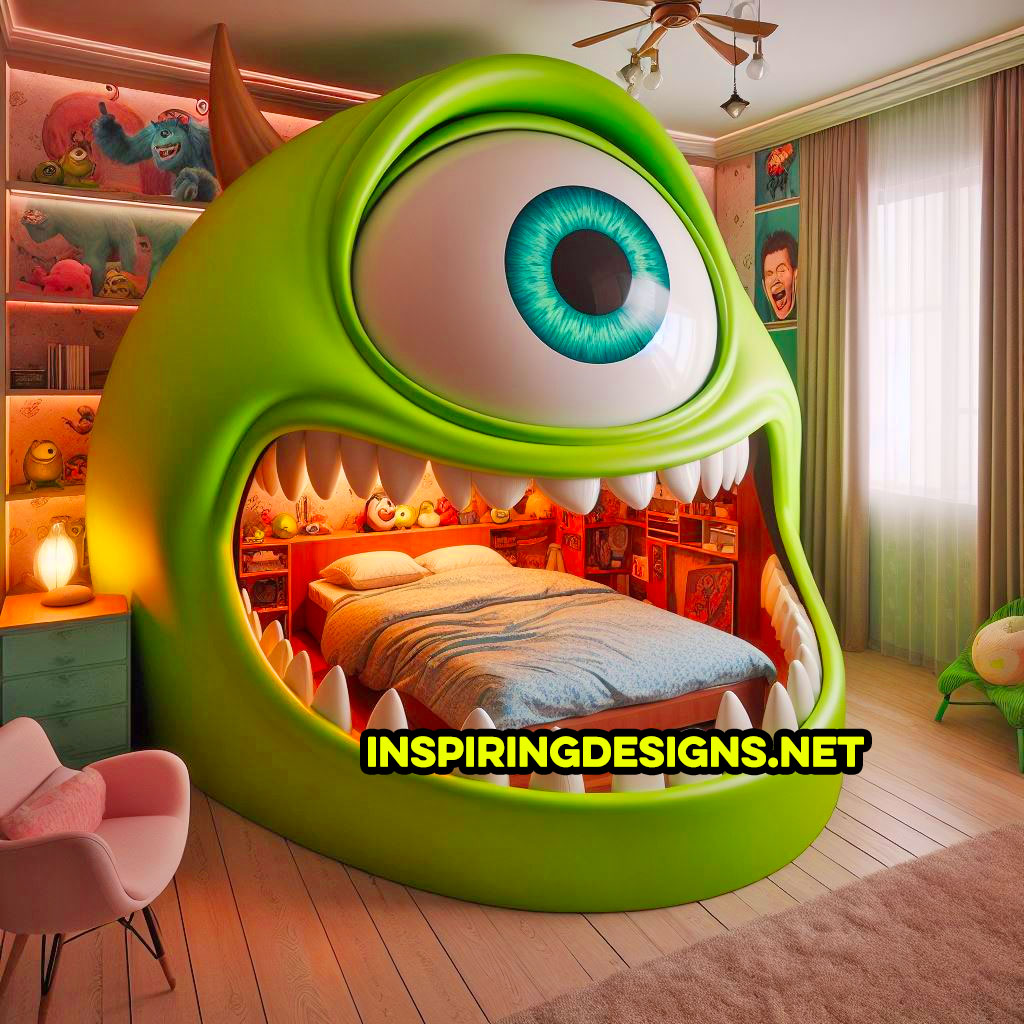 Giant Disney and Pixar Character Kids Beds - Giant Mike Wazowski shaped kids bed