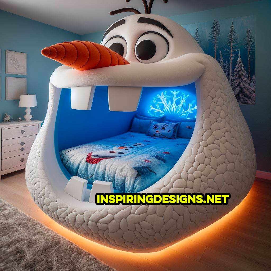 Giant Disney and Pixar Character Kids Beds - Giant Olaf shaped kids bed