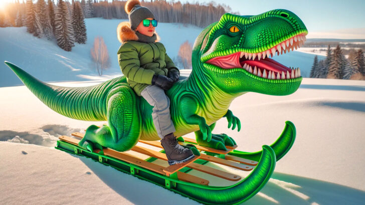 These Dinosaur Sleds Bring Prehistoric Fun to Snowy Adventures!