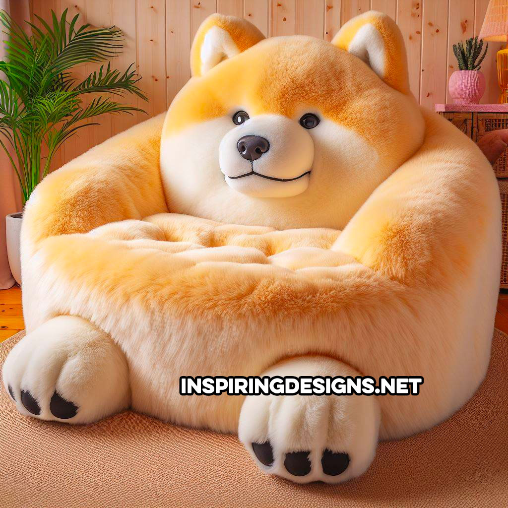 Fluffy Dog Shaped Chairs - Fluffy shiba inu armchair