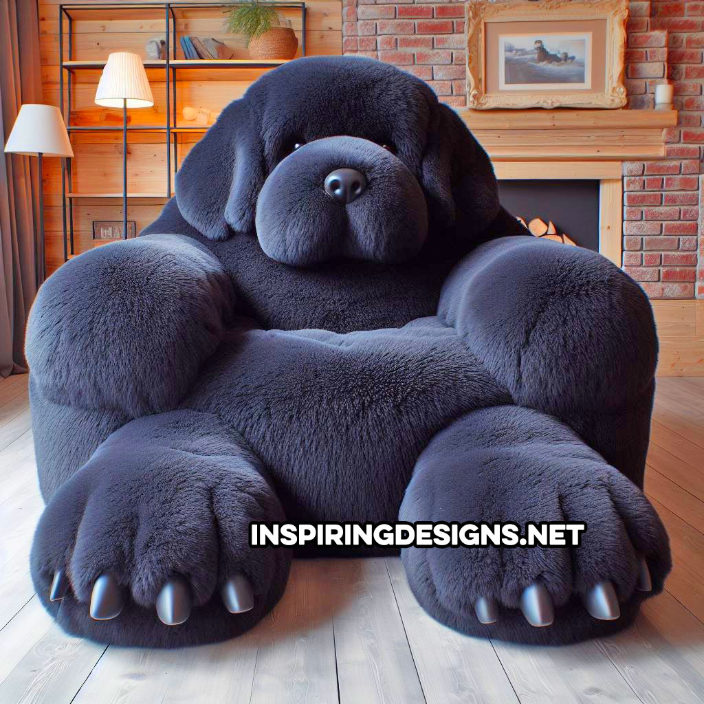 Fluffy Dog Shaped Chairs - Fluffy black lab armchair