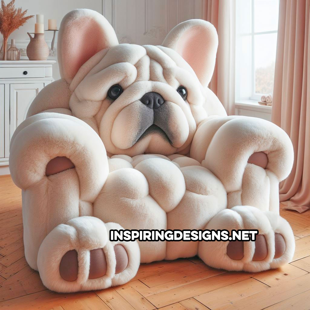 Fluffy Dog Shaped Chairs - Fluffy french bulldog armchair