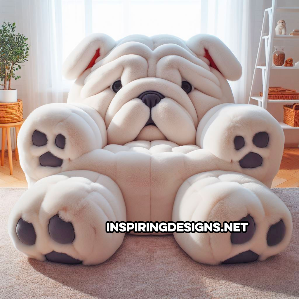 Fluffy Dog Shaped Chairs - Fluffy english bulldog armchair