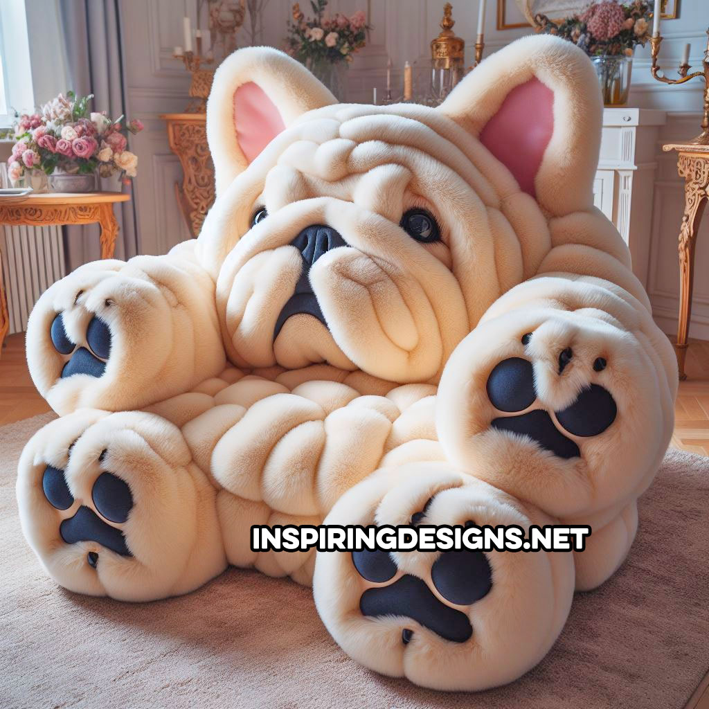 Fluffy Dog Shaped Chairs - Fluffy french bulldog armchair