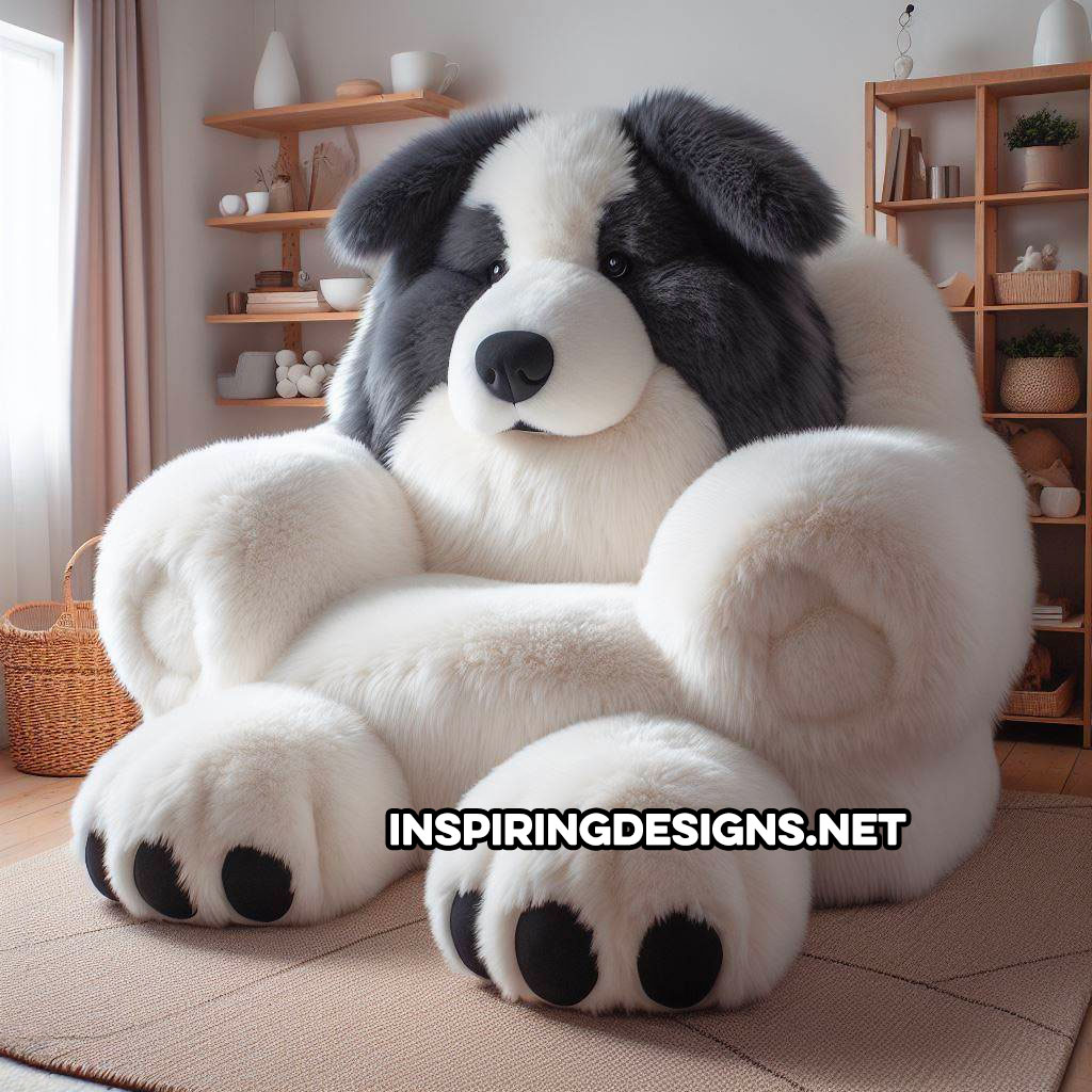 Fluffy Dog Shaped Chairs - Fluffy border collie armchair