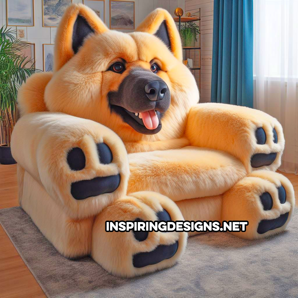 Fluffy Dog Shaped Chairs - Fluffy german Shepard armchair
