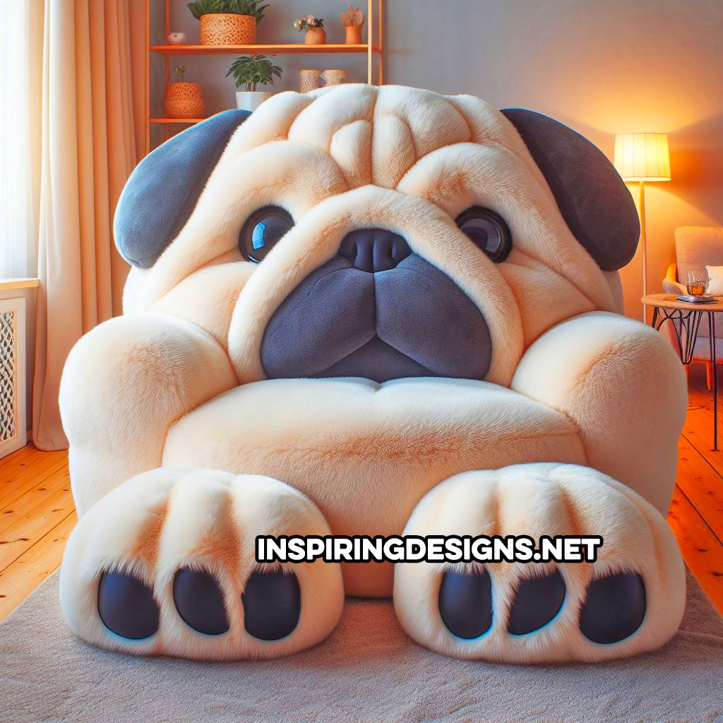 Fluffy Dog Shaped Chairs - Fluffy pug armchair