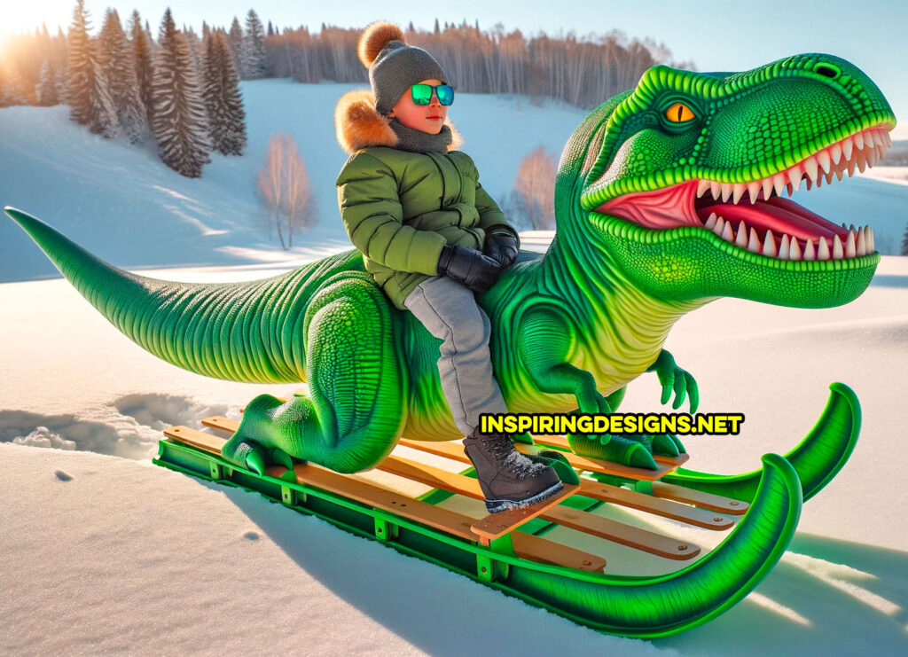 Giant dinosaur shaped snows sleds - T-rex sled