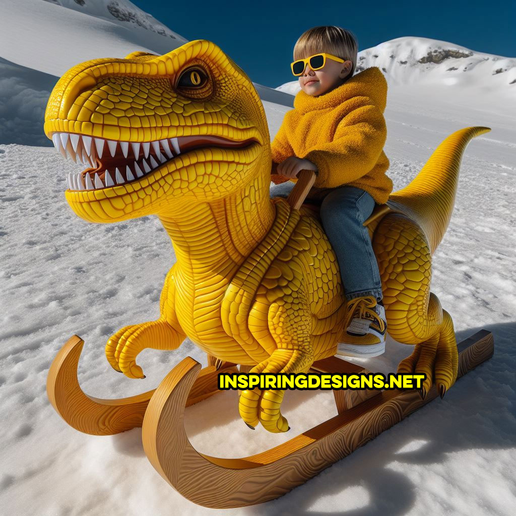 Giant dinosaur shaped snows sleds - T-rex sled