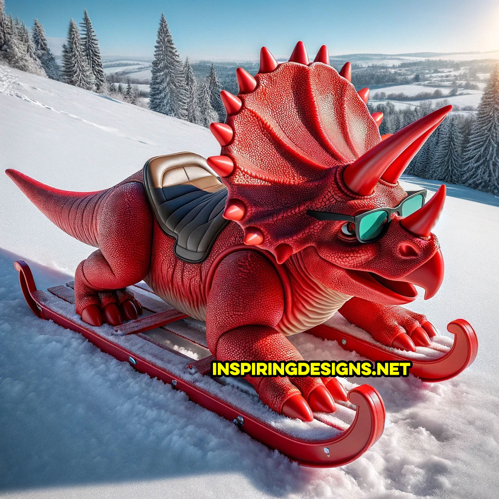 Giant dinosaur shaped snows sleds - Triceratops sled