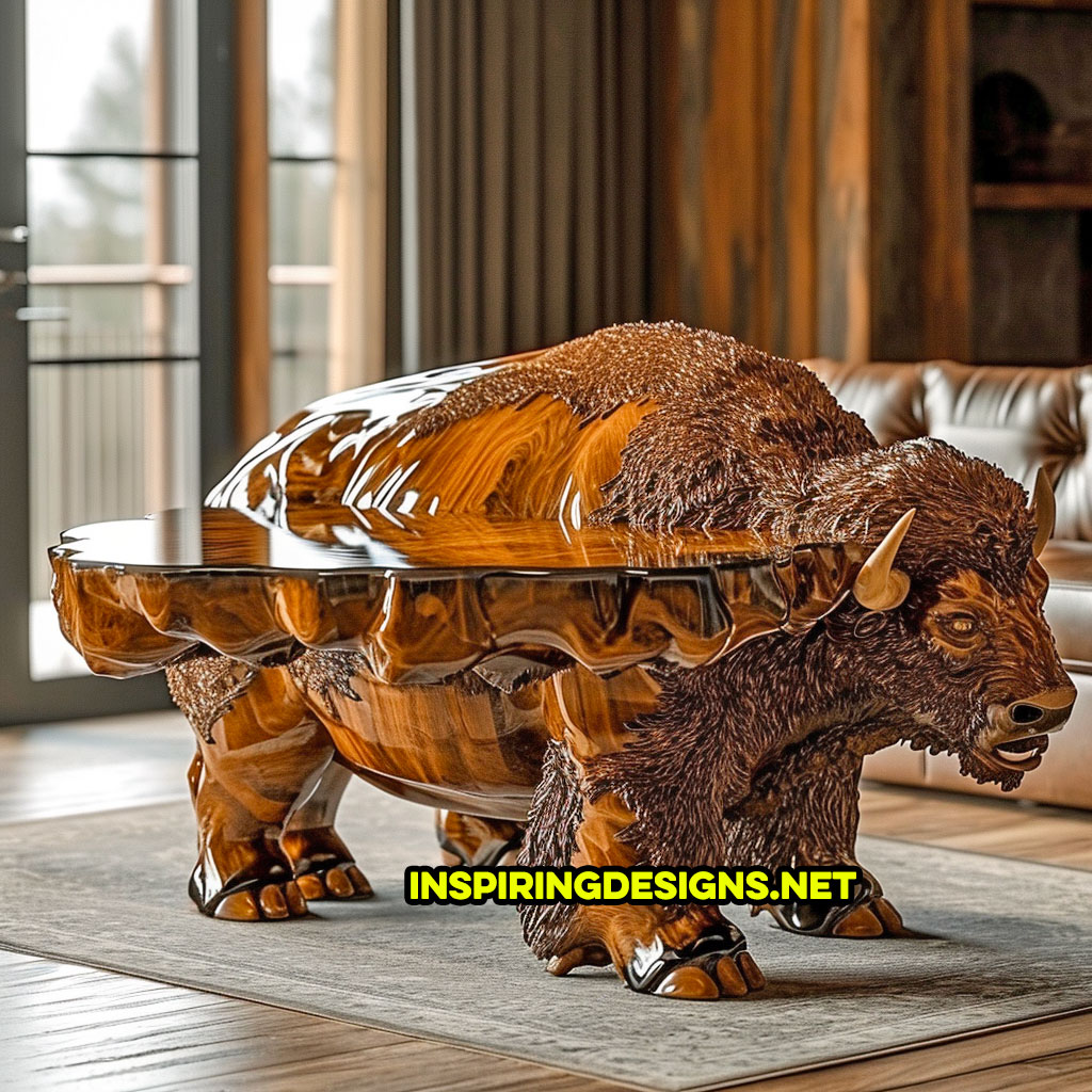 Wooden Animal Shaped Coffee Tables - Buffalo Shaped Coffee Table