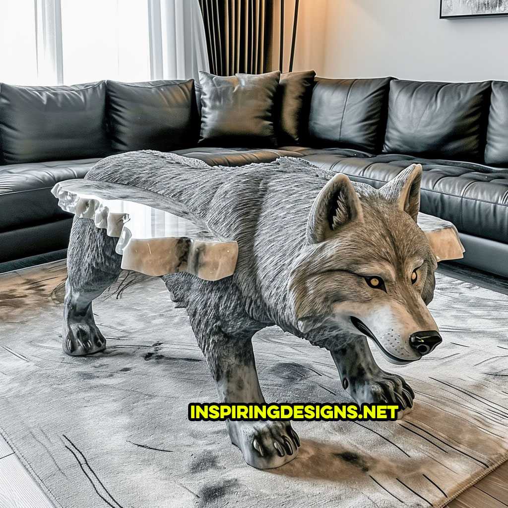Wooden Animal Shaped Coffee Tables - Wolf Shaped Coffee Table