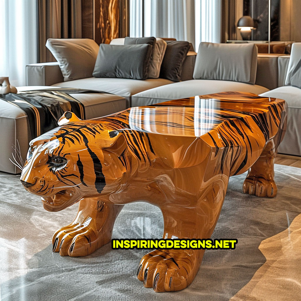 Wooden Animal Shaped Coffee Tables - Tiger Shaped Coffee Table