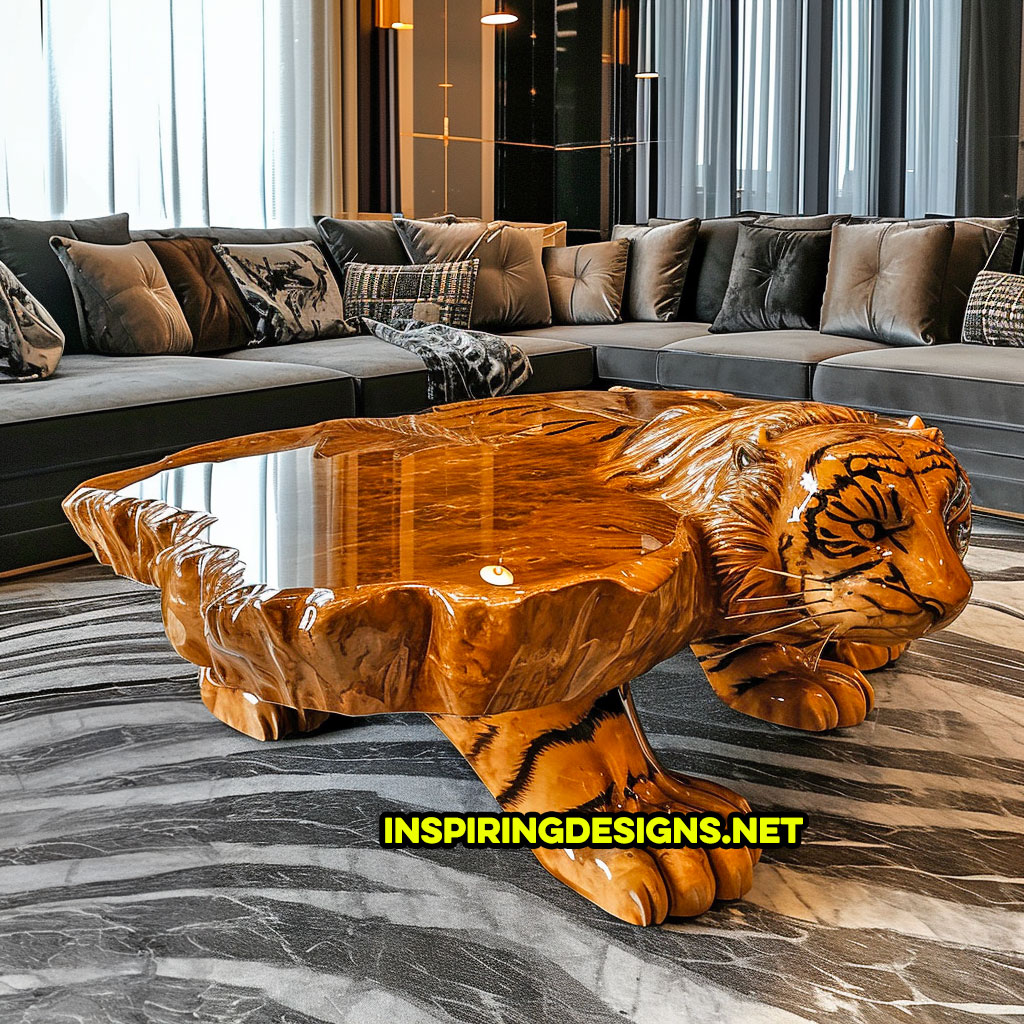 Wooden Animal Shaped Coffee Tables - Tiger Shaped Coffee Table