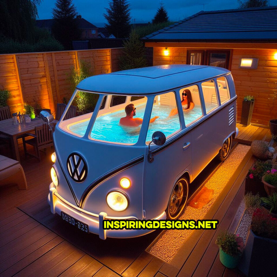 These Volkswagen Bus Hot Tubs Will Transform Your Patio into a Retro Oasis Inspiring Designs