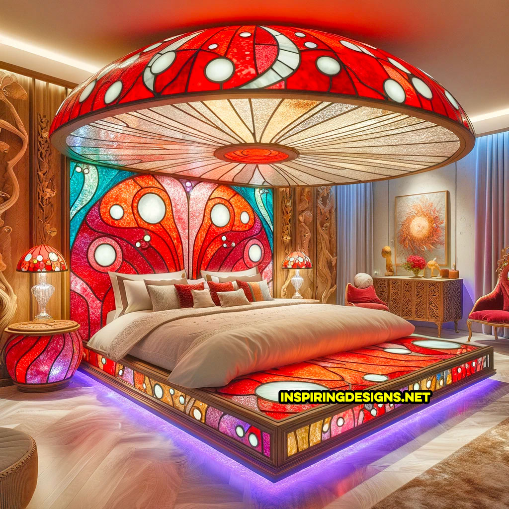 Giant Mushroom Bed made from stained glass