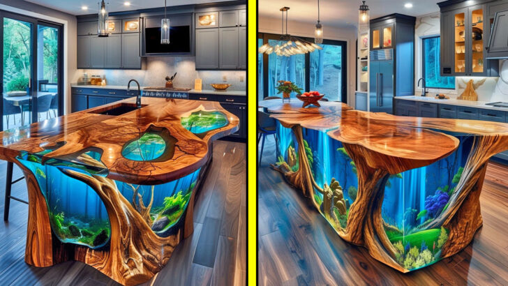These Wood and Epoxy Kitchen Islands Have Stunning Nature Designs Inside Them