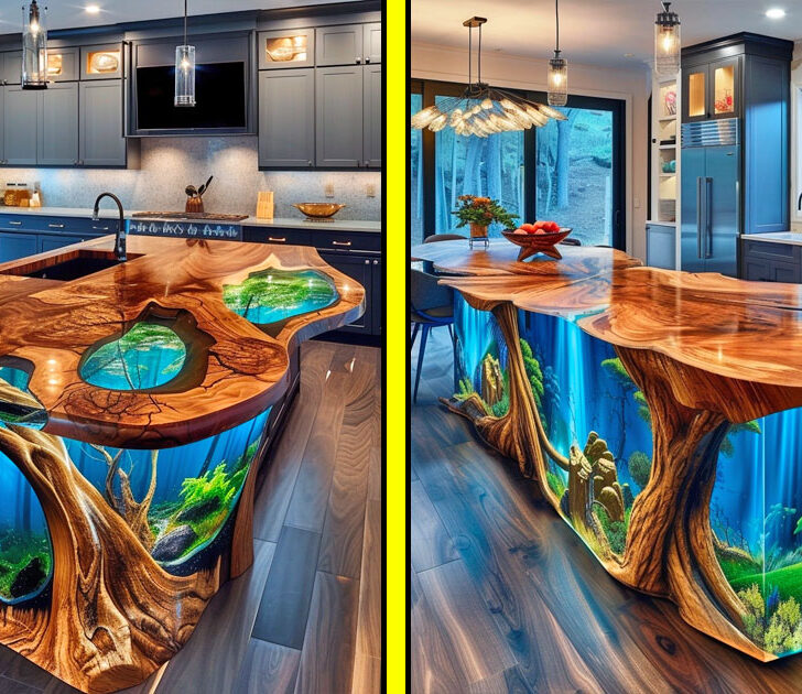 These Wood and Epoxy Kitchen Islands Have Stunning Nature Designs ...