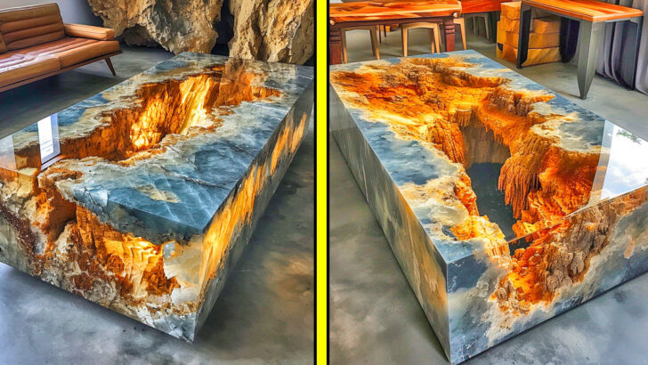 These Raw Stone and Epoxy Coffee Tables Bring the Grand Canyon to Your Living Room