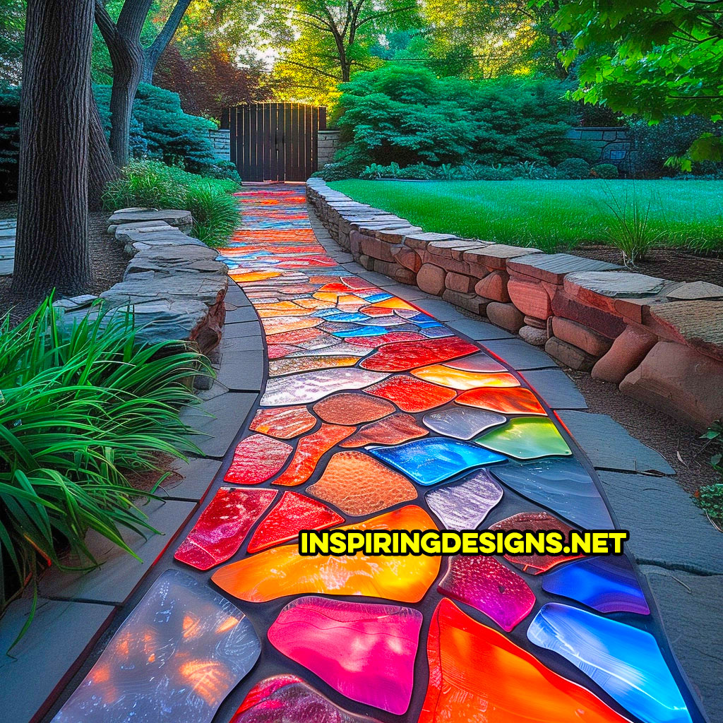 Colorful Glass and Stone Walkways