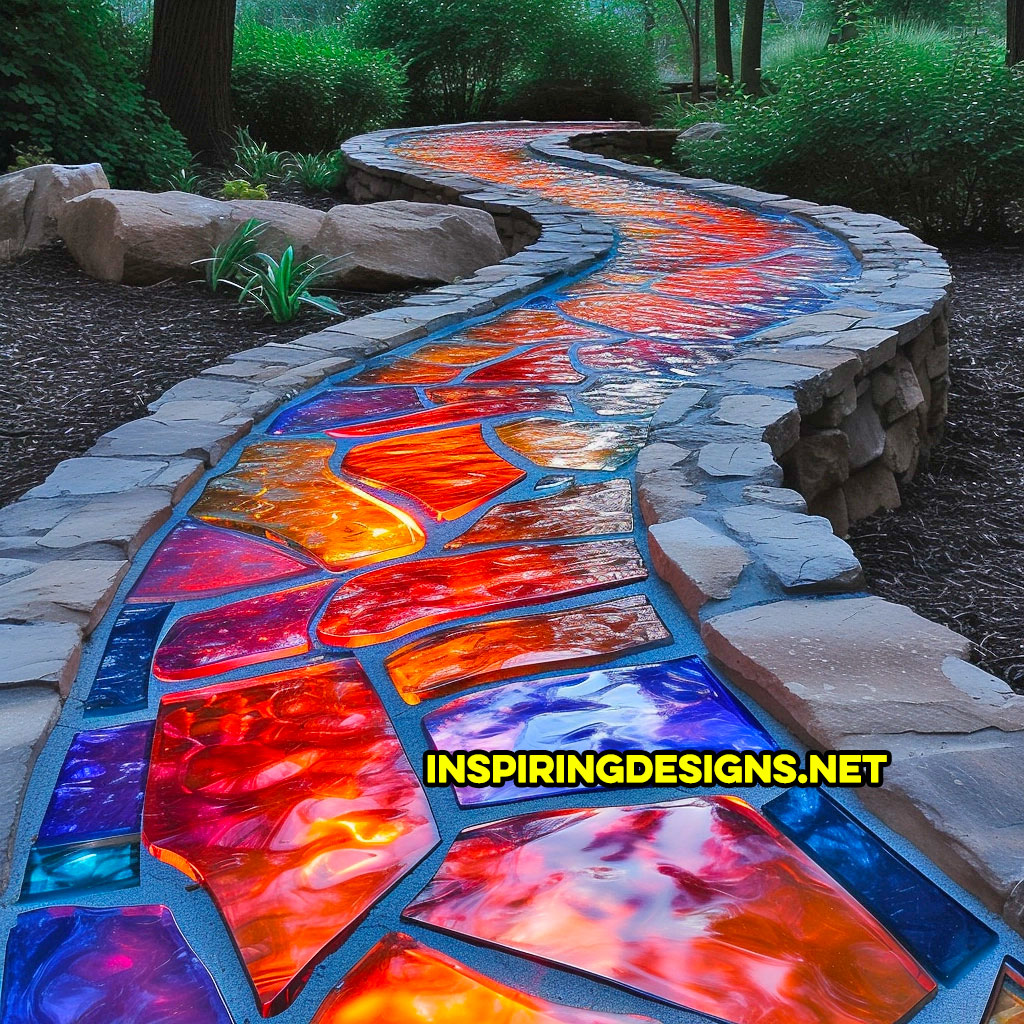 Colorful Glass and Stone Walkways