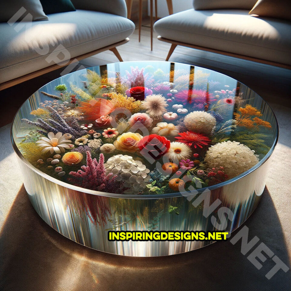 These Epoxy Flower Coffee Tables Will Transform Your Living Room into a