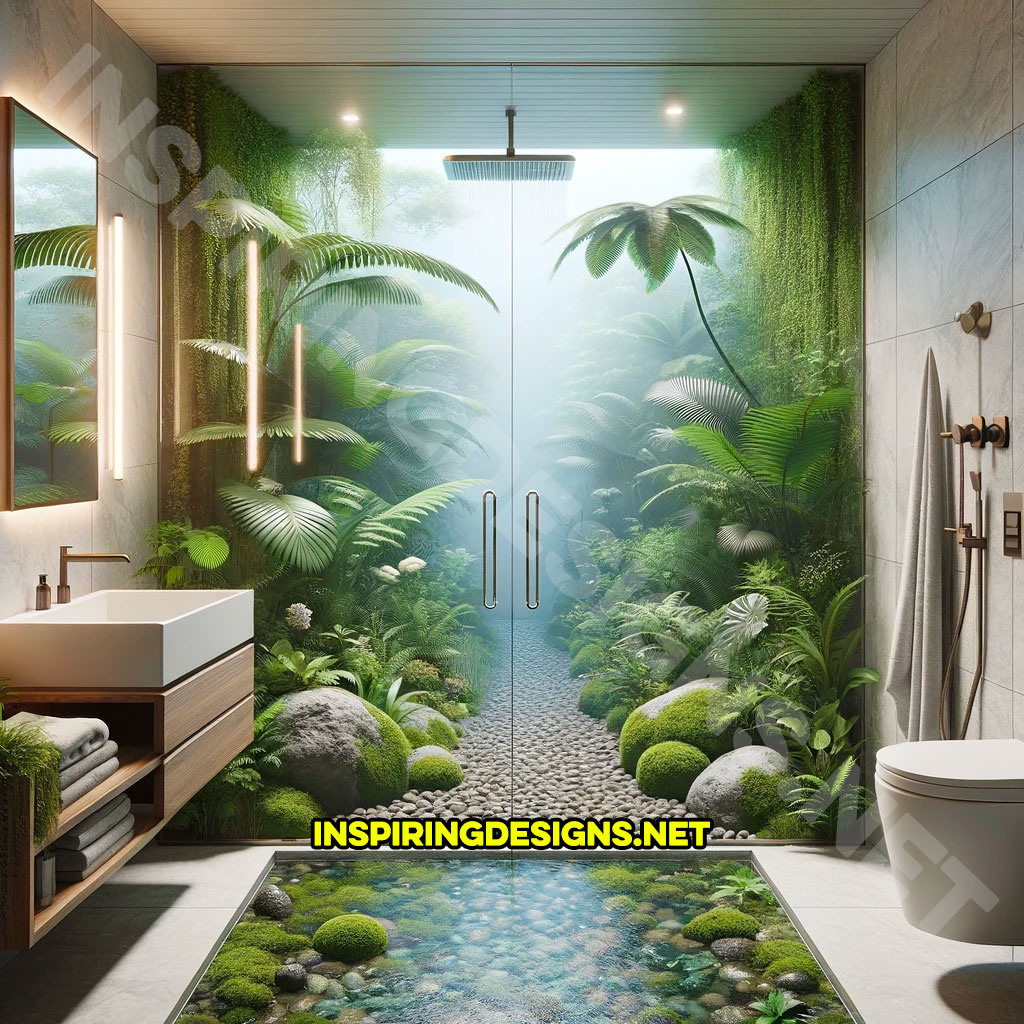 Epoxy Nature Showers - Jungle shower scene
