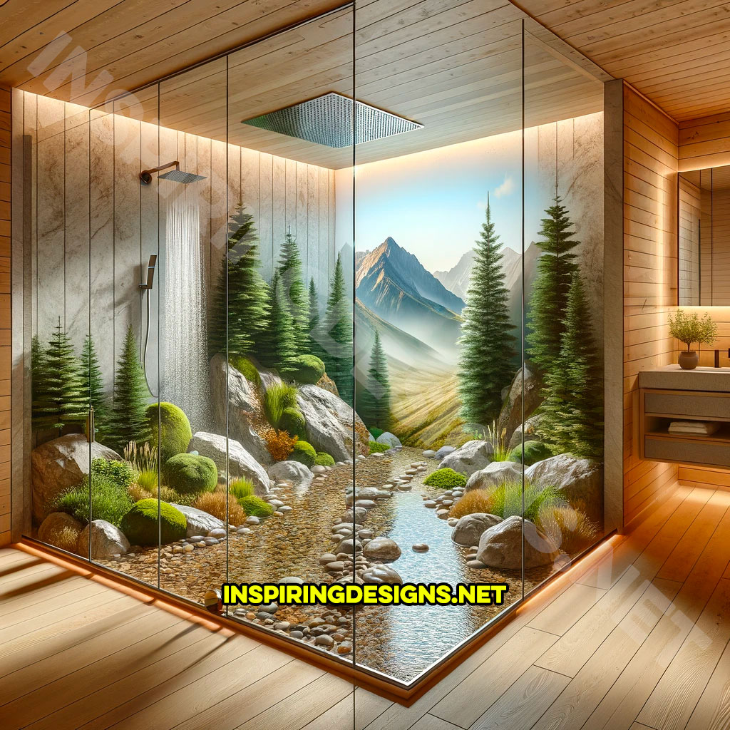 Epoxy Nature Showers - Mountain shower scene