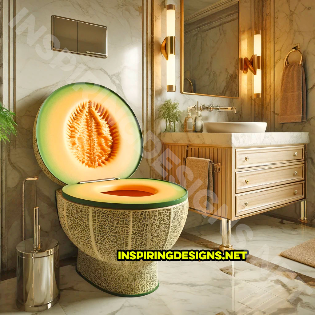 Fruit Toilets - Cantaloupe shaped toilet