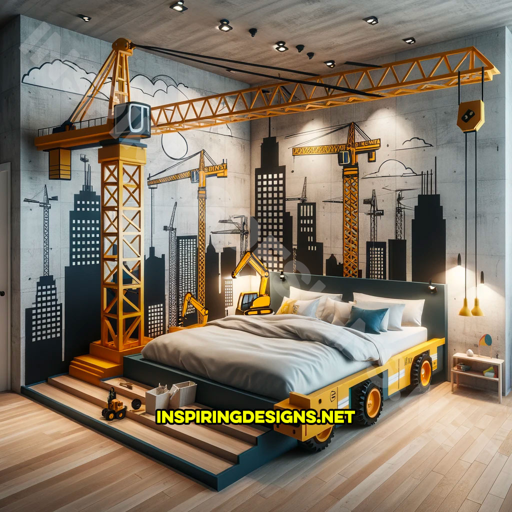Heavy Equipment Kids Beds - Construction Crane bed