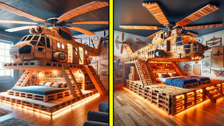 These Helicopter Pallet Beds Offer an Unforgettable Bedtime Adventure for Aspiring Aviators