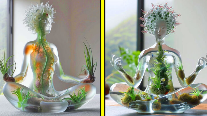 These Meditating Woman Glass Air Plant Holders Are the Zen Your Home Needs
