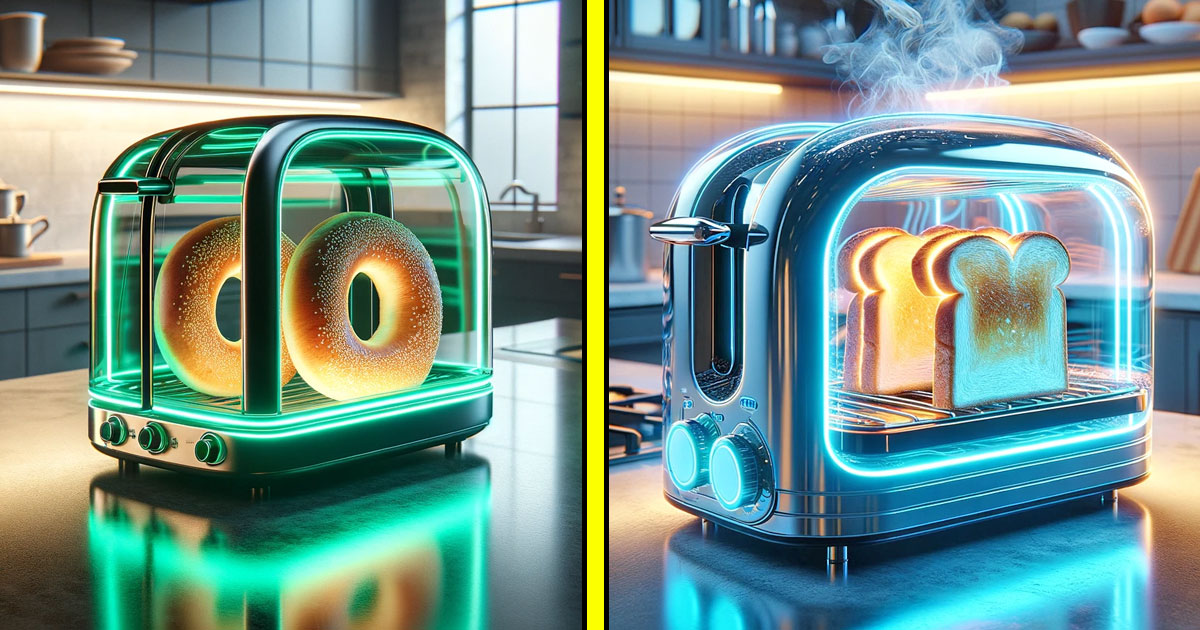 These Neon Transparent Toasters Make Every Morning a Spectacular Show Inspiring Designs