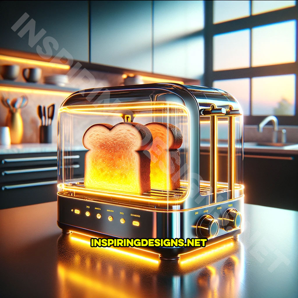 Transparent Toaster With Neon Lights