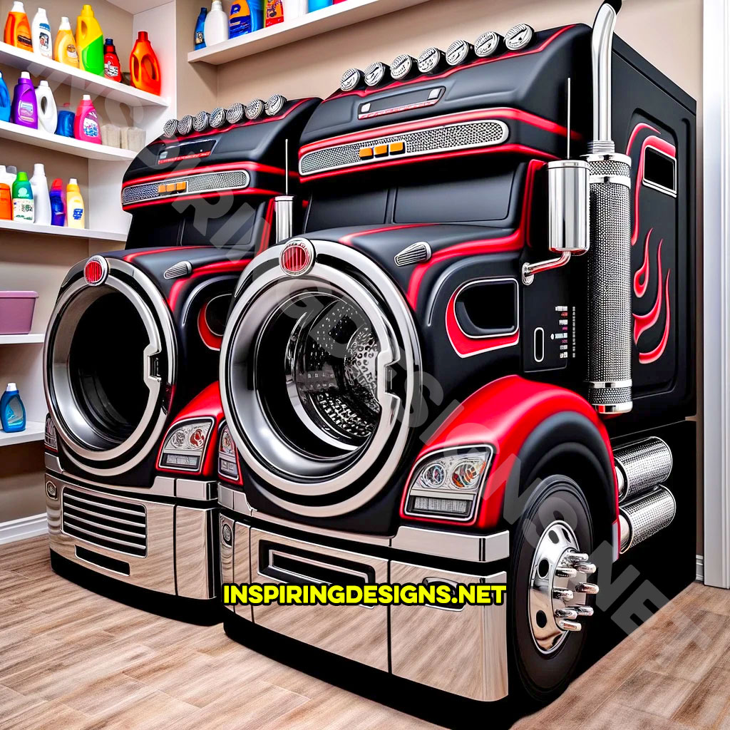 Semi-Truck Shaped Washer and Dryer Sets