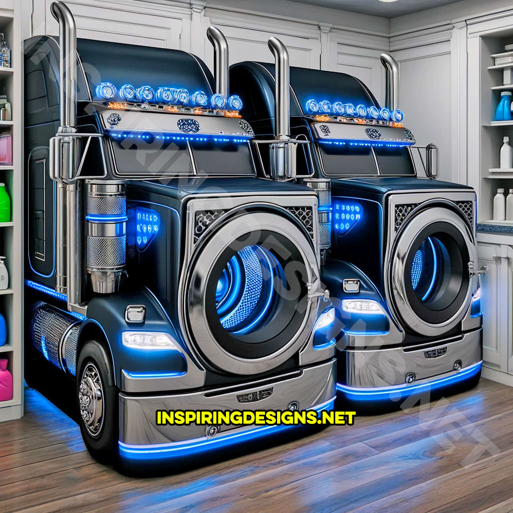 Semi-Truck Shaped Washer and Dryer Sets