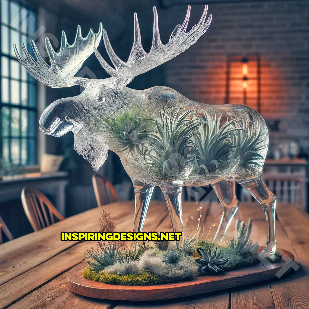 Glass Moose Shaped Air Plant Holder