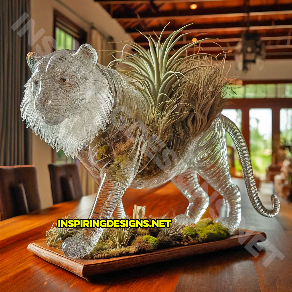Glass Tiger Shaped Air Plant Holder