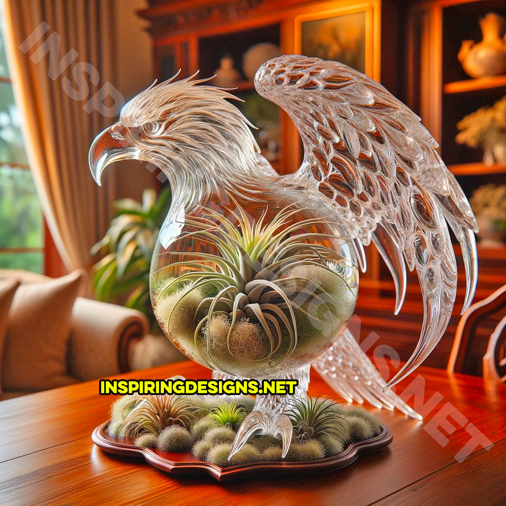 Glass Eagle Shaped Air Plant Holder