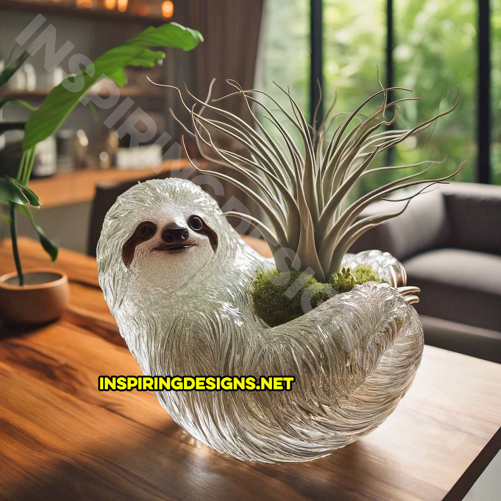 Glass Sloth Shaped Air Plant Holder