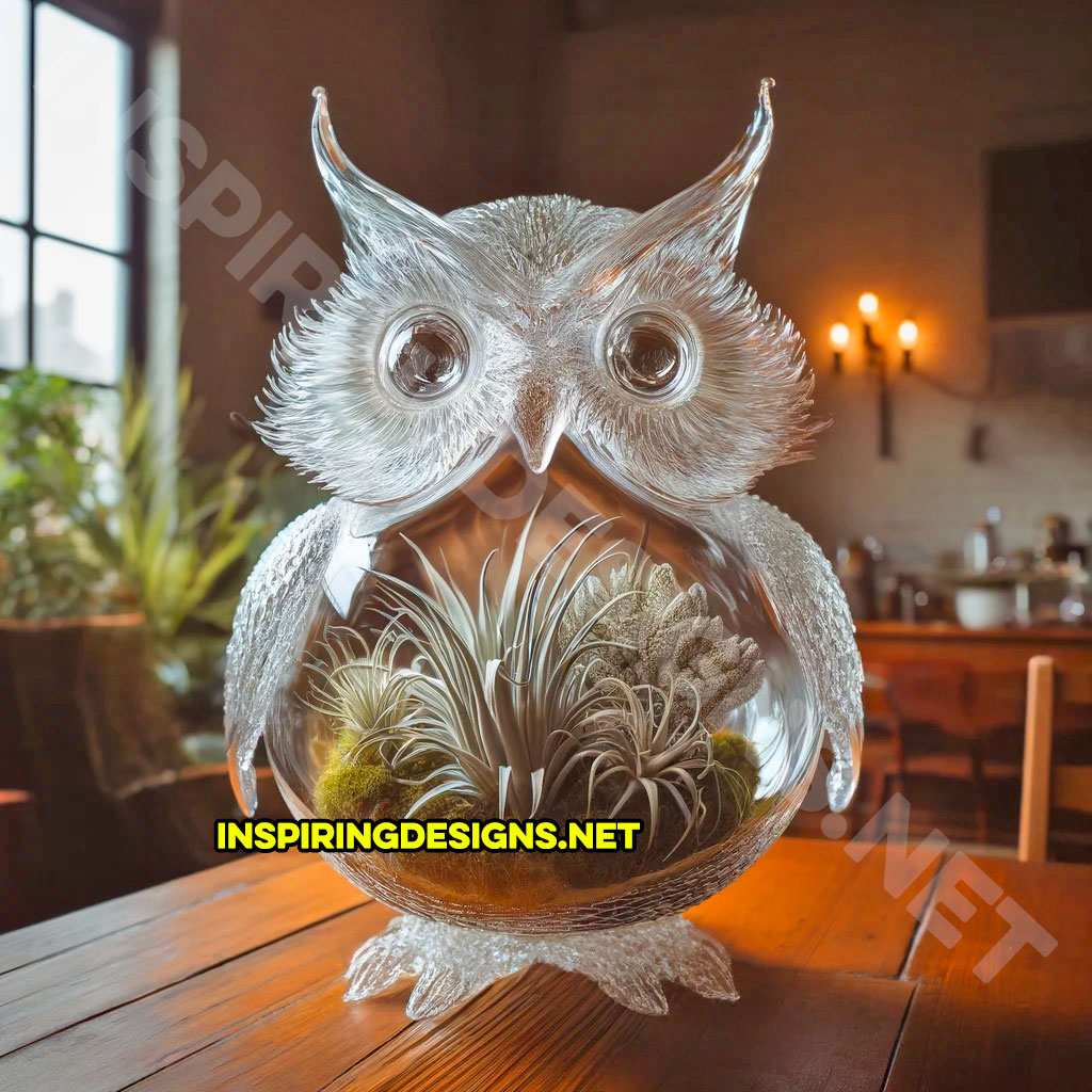 Glass Owl Shaped Air Plant Holder
