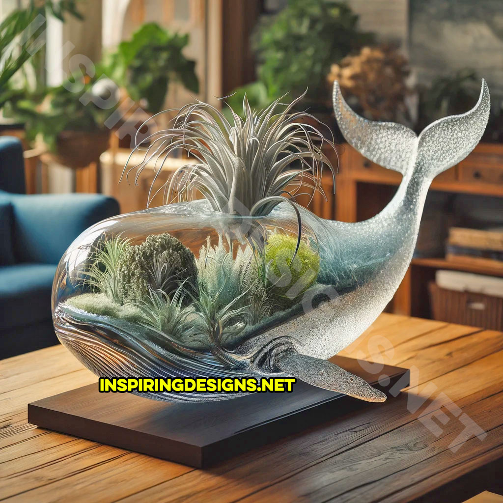Glass Whale Shaped Air Plant Holder
