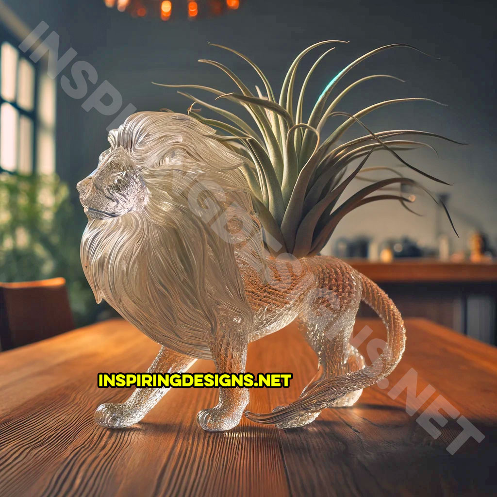 Glass Lion Shaped Air Plant Holder