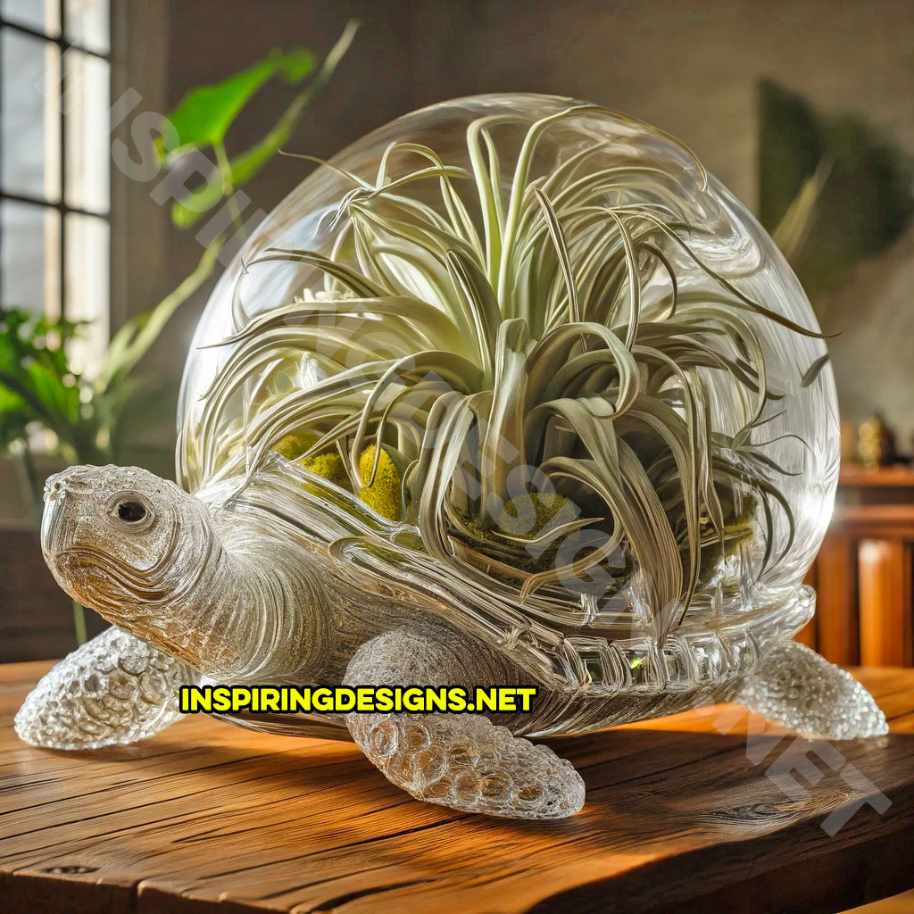 Glass Tortoise Shaped Air Plant Holder