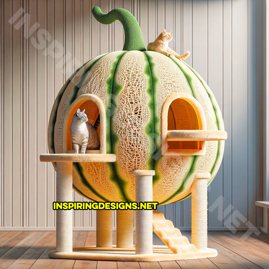 Cantaloupe Shaped Cat Tower - Food Cat Scratch Trees