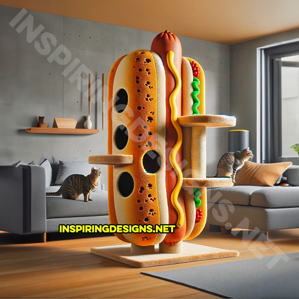 hot dog Shaped Cat Tower - Food Cat Scratch Trees
