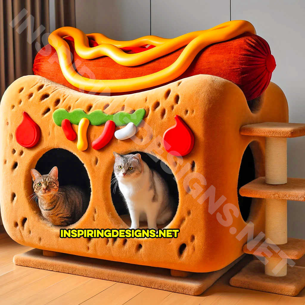 Hot dog Shaped Cat Tower - Food Cat Scratch Trees