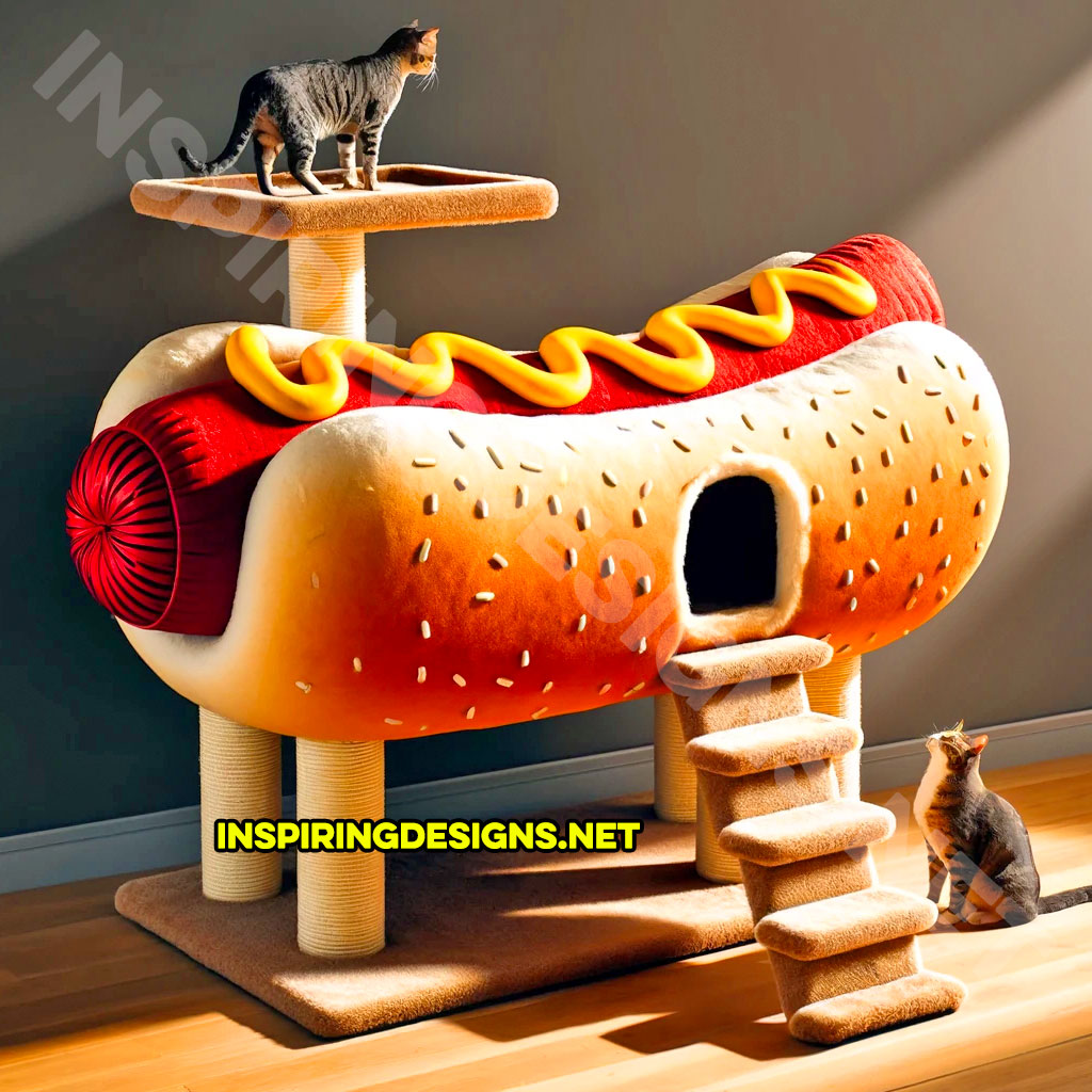 Hot dog Shaped Cat Tower - Food Cat Scratch Trees